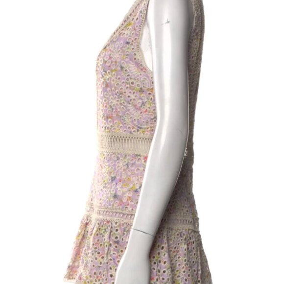 NWT Alice + Olivia Sz 6 Lavender Floral Mini Dress - Picture 11 of 12